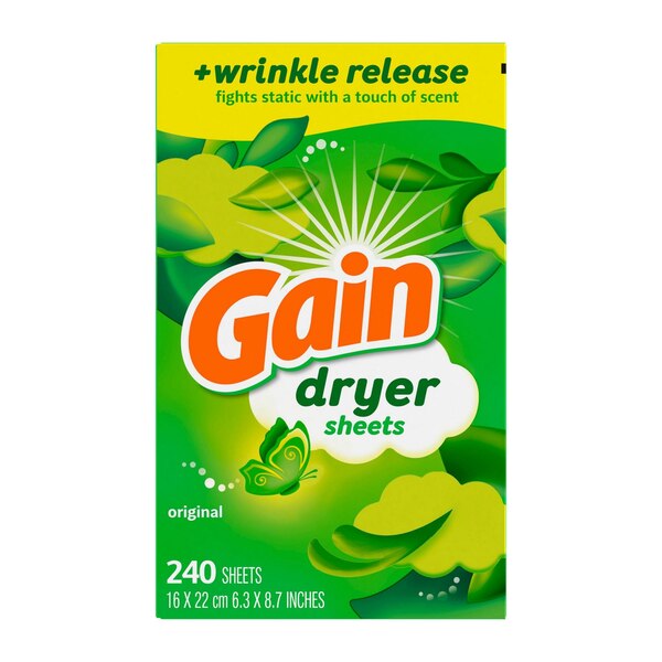 Gain Fabric Softener Dryer Sheets, Original Scent, 240 ct