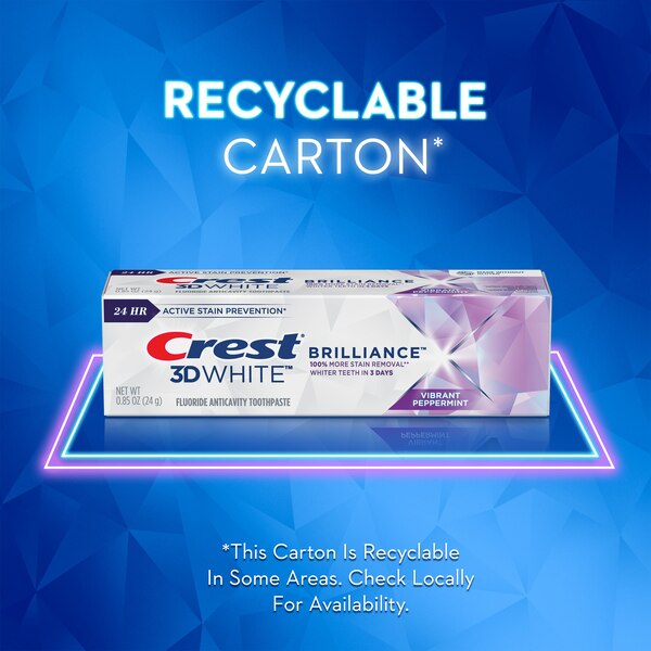 Crest 3D White Brilliance Toothpaste, Vibrant Peppermint, 0.85 OZ