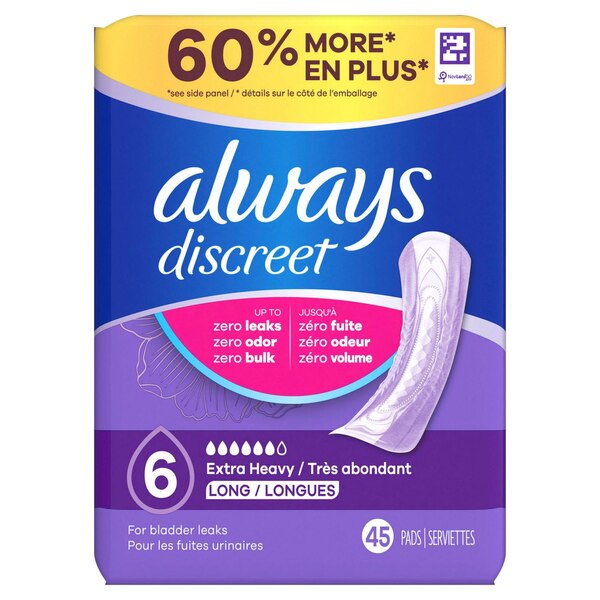 Always Discreet Incontinence Pads 6 Drop Extra Heavy Long (choose your count)