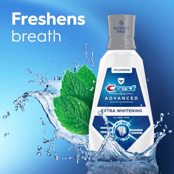 Crest Pro-Health Advanced Extra Whitening Anticavity Fluoride Rinse, Alcohol-Free, 32 OZ