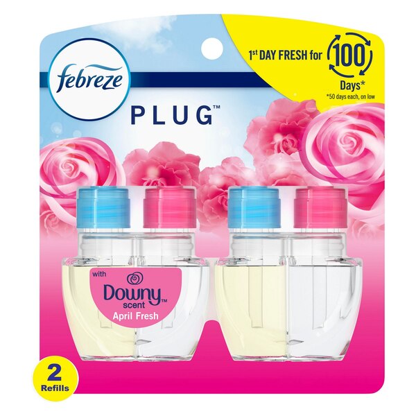 Febreze PLUG Air Freshener Oil Refill, Downy April Fresh Scent, 2 ct
