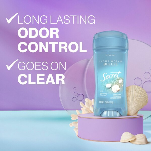 Secret 48-Hour Clear Gel Antiperspirant Stick, Ocean Breeze, 2.6 OZ