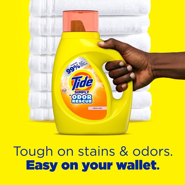 Tide Simply + Odor Rescue Liquid Laundry Detergent, Fresh Linen, 20 Loads, 31 oz