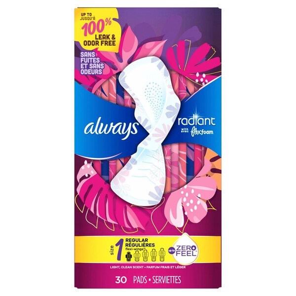 Always Radiant Size 1 Pads, Scented, Regular