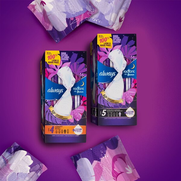 Always Radiant Pads, with Wings, Scented, Size 3, 22 CT