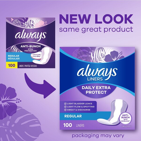 Always Xtra Protection Daily Panty Liners Extra Long, 92 CT