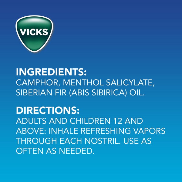 Vicks VapoInhaler - Inhalador nasal portátil, sin fármacos
