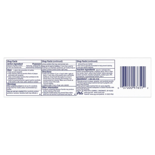 Crest Pro-Health Advanced Gum Protection Fluoride Toothpaste for Anticavity, Antigingivitis, and Sensitive Teeth