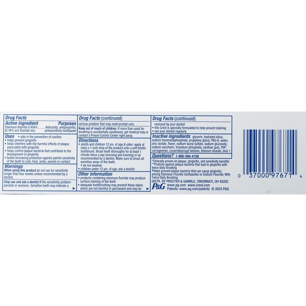 Crest Pro-Health Advanced Anticavity Fluoride Toothpaste, Sensitive Relief, 5.1 OZ