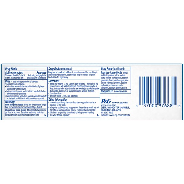 Crest Pro-Health Sensitive & Enamel Shield - Pasta dental con flúor, 3.3 oz