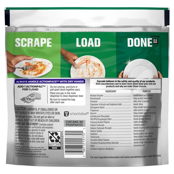 Cascade Platinum ActionPacs Dishwasher Detergent Pods, Fresh Scent, 12 ct