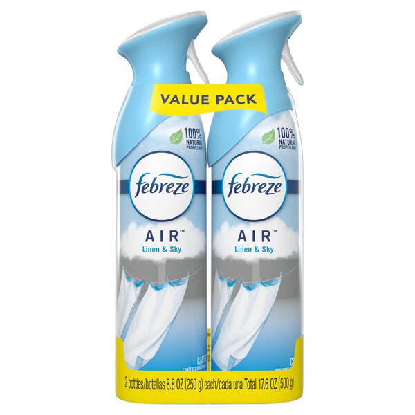 Febreze Odor-Fighting Air Freshener, Linen & Sky, Pack of 2, 8.8 fl oz each