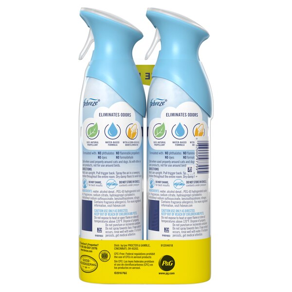 Febreze Odor-Fighting Air Freshener, Linen & Sky, Pack of 2, 8.8 fl oz each