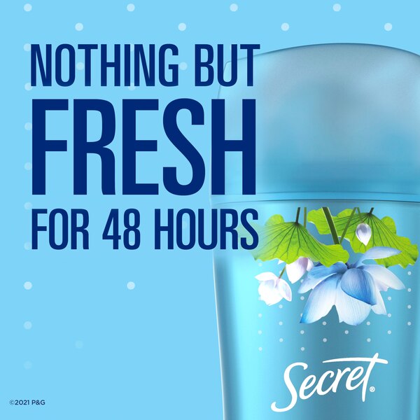 Secret 48-Hour Invisible Solid Antiperspirant & Deodorant Stick, Cool Waterlily,  2.6 OZ