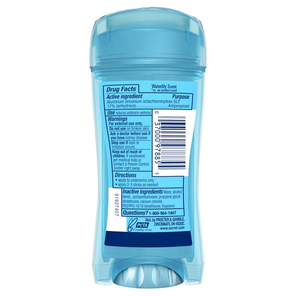 Secret 48-Hour Clear Gel Antiperspirant & Deodorant Stick, Cool Waterlily, 2.6 Oz