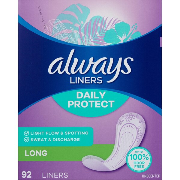 Always Radiant Daily Liners Light Absorbency, Long Length, 92 CT
