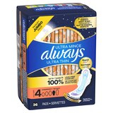 Always Ultra Thin Pads With Flexi-Wings, Overnight, 36 CT, thumbnail image