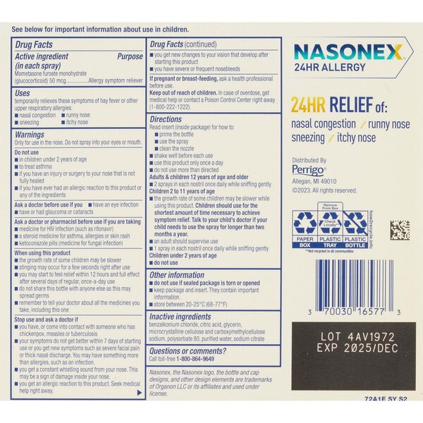 Nasonex 24HR Non-Drowsy Allergy + Congestion Nasal Spray