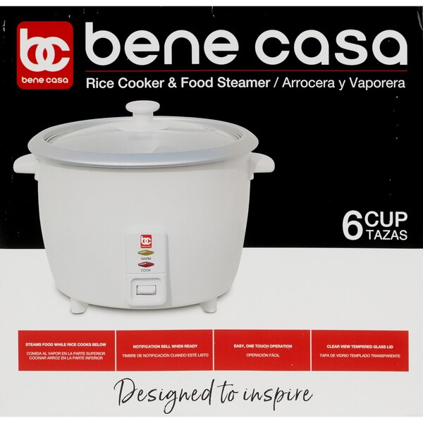 Bene Casa Rice Cooker, White, 6 CUP (uncooked)/ 12 CUP (cooked)