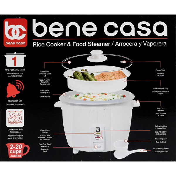 Bene Casa Rice Cooker, White, 10 CUP (uncooked)/ 20 CUP (cooked)