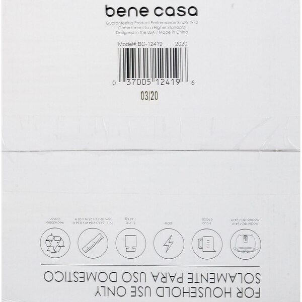 Bene Casa Rice Cooker, Black, 6 CUP (uncooked)/ 12 CUP (cooked)