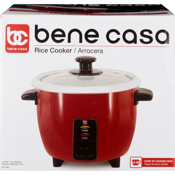 Bene Casa 3-Cup Rice Cooker, Red