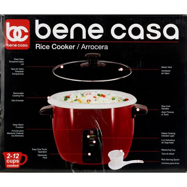 Bene Casa 6-Cup Rice Cooker, Red