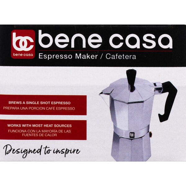 Bene Casa Stovetop Espresso Maker With Side Pour Spout, 1-Cup Capacity, Aluminum