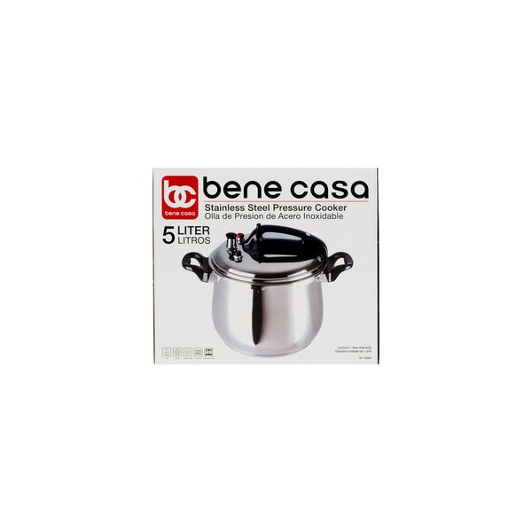 Bene Casa Stove Top Pressure Cooker, Stainless Steel, 5 LT