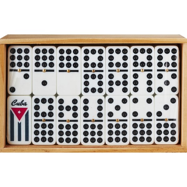 Bene Casa Cuban Flag 55-Piece Double 9 Dominoes, Wood Box