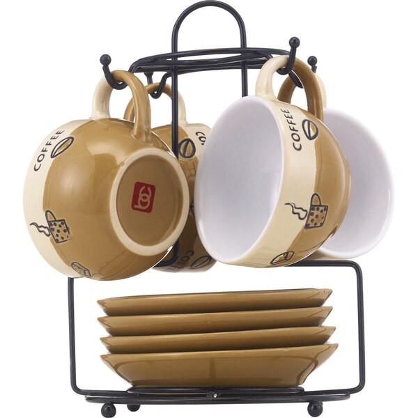 Bene Casa Espresso Set Stand, Brown, 9 PC