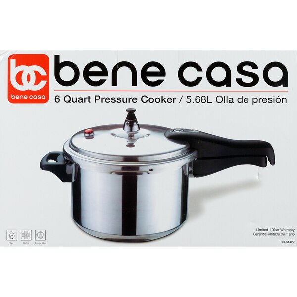 Bene Casa Stove Top Pressure Cooker, Aluminum, 6 LT