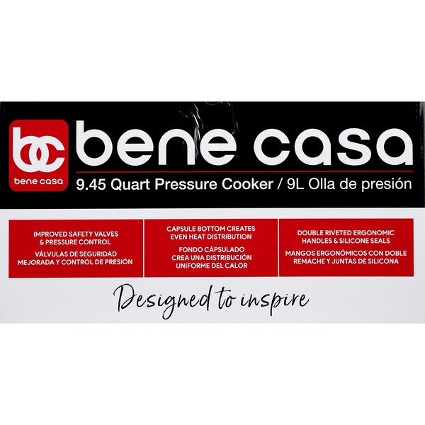 Bene Casa Stove Top Pressure Cooker, Aluminum, 9 LT