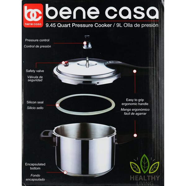 Bene Casa Stove Top Pressure Cooker, Aluminum, 9 LT