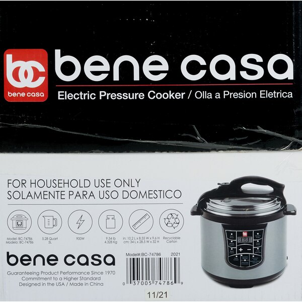 Bene Casa Electric Pressure Cooker Black, 5 LT