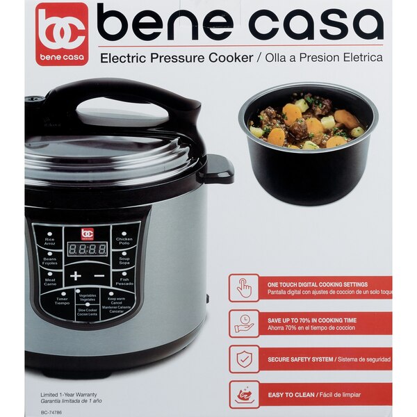 Bene Casa Electric Pressure Cooker Black, 5 LT