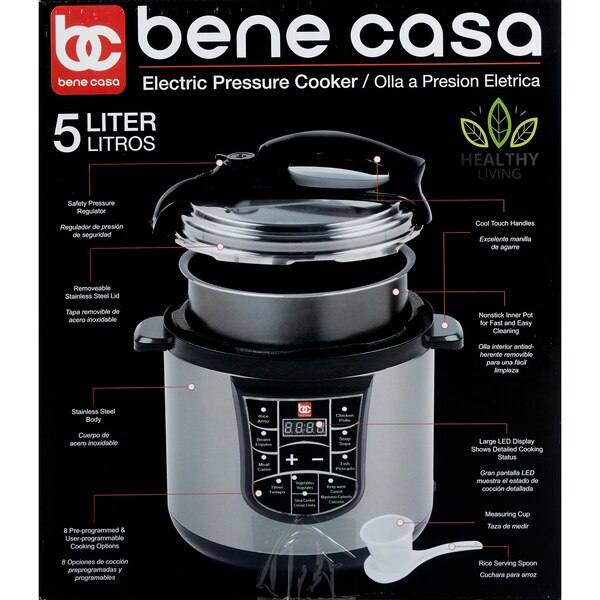 Bene Casa Electric Pressure Cooker Black, 5 LT