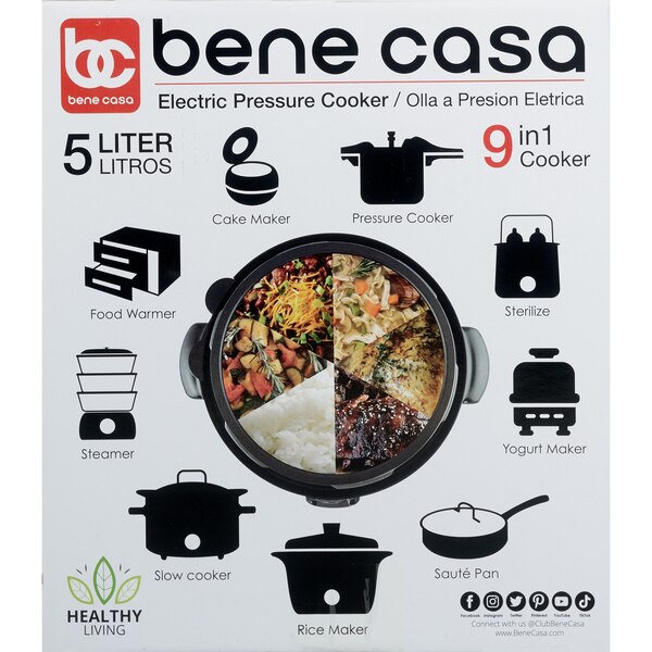 Bene Casa Electric Pressure Cooker Black, 5 LT
