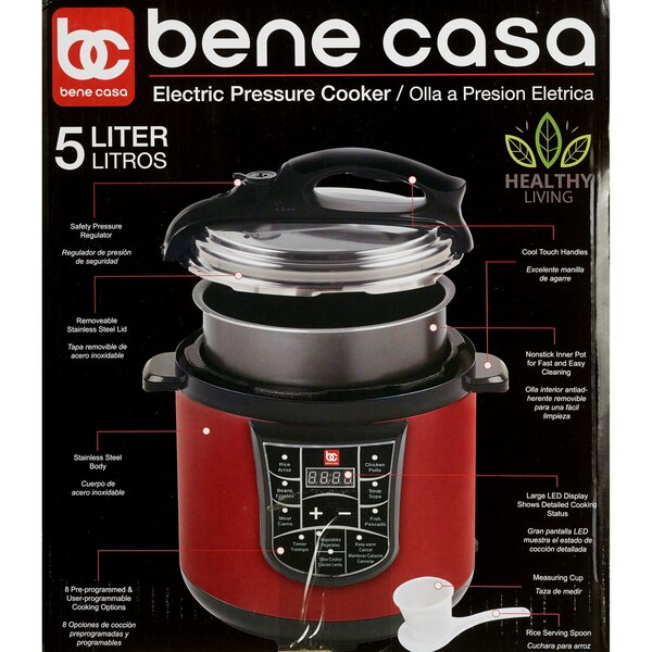 Bene Casa Electric Pressure Cooker, Red, 5 LT
