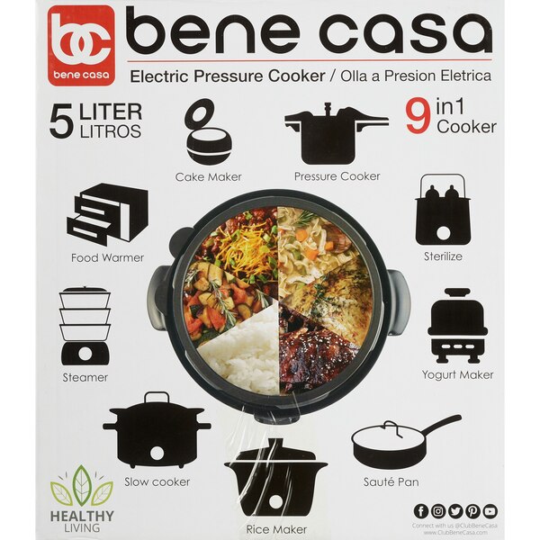 Bene Casa Electric Pressure Cooker, Red, 5 LT