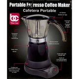 Bene Casa Electric Espresso Maker/Cafetera, Black, 6 CUP, thumbnail image