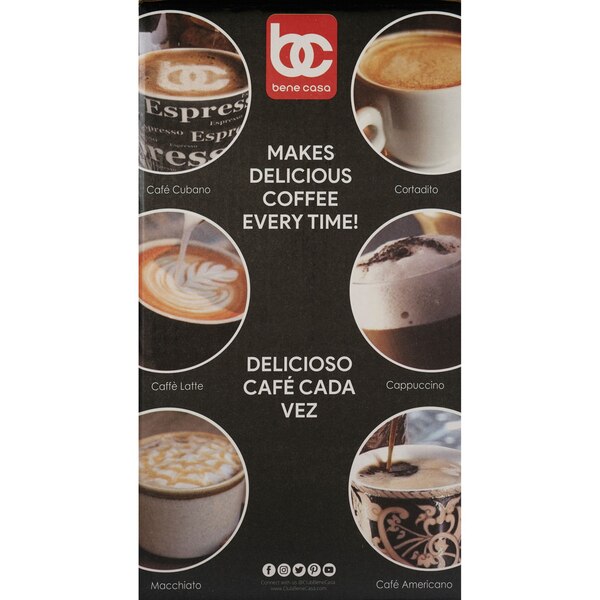 Bene Casa Electric Espresso Maker/Cafetera, Black, 6 CUP