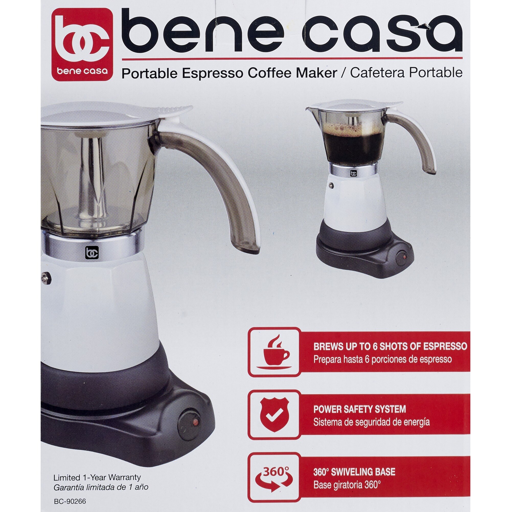 Bene Casa Electric Espresso Maker Cafetera White 6 CUP