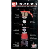 Bene Casa Electric Espresso Maker/Cafetera, Red, 6 CUP, thumbnail image