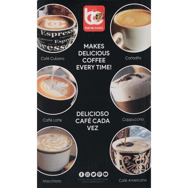 Bene Casa Electric Espresso Maker/Cafetera, Black, 3 CUP