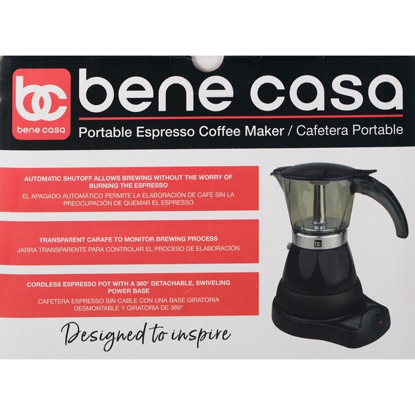 Bene Casa Electric Espresso Maker/Cafetera, Black, 3 CUP