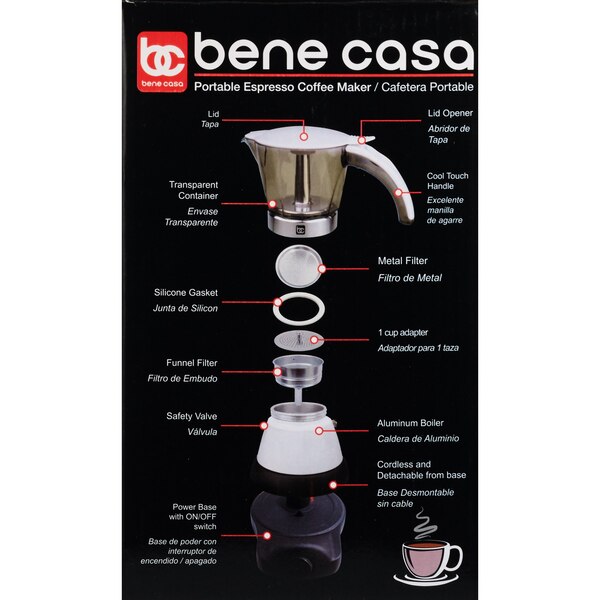 Bene Casa Electric Espresso Make/Cafetera, White, 6 CUP