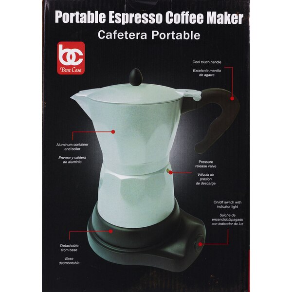 Bene Casa Electric Espresso Maker, Gray, 6 CUP