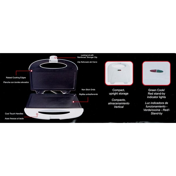 Bene Casa Flat Grill Sandwich Press, White