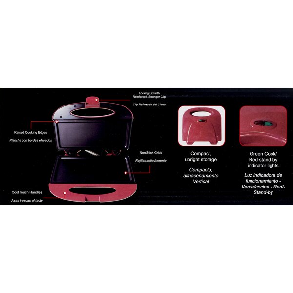 Bene Casa Flat Grill Sandwich Press, Red